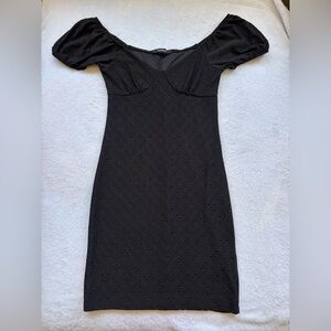 Elegant Black Eyelet Dress